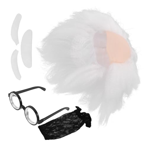 HOOTNEE 1 Set Alter Mann Kostüm Set Verrückter Wissenschaftler Perücke Brille Schnurrbart Augenbrauen Zum Verkleiden Opa Kostüm Halloween Party Cosplay Set HOOTNEE 1 Set Alter Mann Kostüm Set Verrückter Wissenschaftler Perücke Brille Schnurrbart Augenbrauen Zum Verkleiden Opa Kostüm Halloween Party Cosplay Set von HOOTNEE