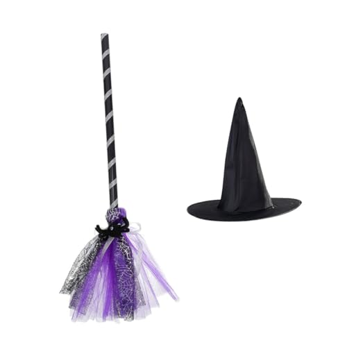 HOOTNEE 1 Set Hexenhut Besen Set Für Mädchen, Hexenhut, Besen, Halloween Mit Hut, Umhang, Halloween Party Requisite, Hexenhut, Erwachsene, Frauen, Kinder, Hexenhut, Besen, Hexenbesen, HOOTNEE 1 Set Hexenhut Besen Set Für Mädchen, Hexenhut, Besen, Halloween Mit Hut, Umhang, Halloween Party Requisite, Hexenhut, Erwachsene, Frauen, Kinder, Hexenhut, Besen, Hexenbesen, von HOOTNEE