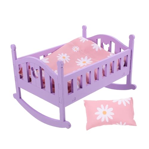 HOOTNEE 1 Set Holzkrippenmodell, Mini Hausbett, Miniaturmöbel, Miniatur Puppenkrippe, Puppenhaus, Mini Krippen Requisite, Mini Krippe, Puppenhaus, Puppenschlafzimmerkrippe, Mini Modelle, von HOOTNEE