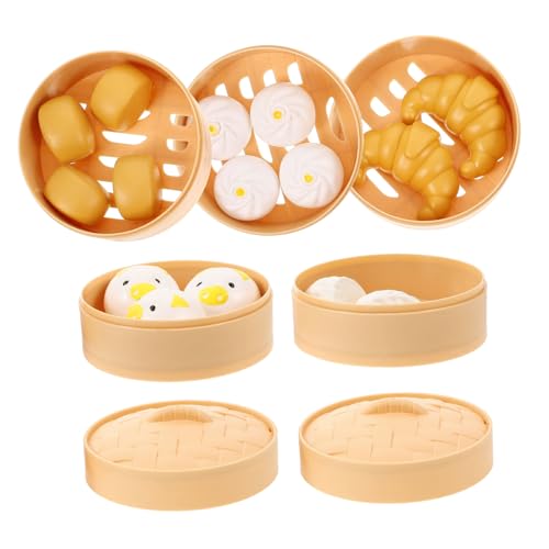 HOOTNEE 1 Set Küchenspielzeug Kinder Frühstücksspielzeug Frühstücksspielzeug Plastikfrühstück Gedämpftes Essen Spielzeug Frühstücksknödel Spielzeug Frühstücksspielzeug Spaß Knödel Modell von HOOTNEE