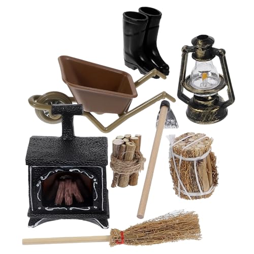 HOOTNEE 1 Set Mini Bauernhof, Dekoratives Kaminspielzeug, Bauernhof Brennholzmodell, Simulation Von Bauernhoffiguren, Miniatur Holzkamin, Miniatur Puppenhauszubehör, Puppenhaus Kamin, von HOOTNEE