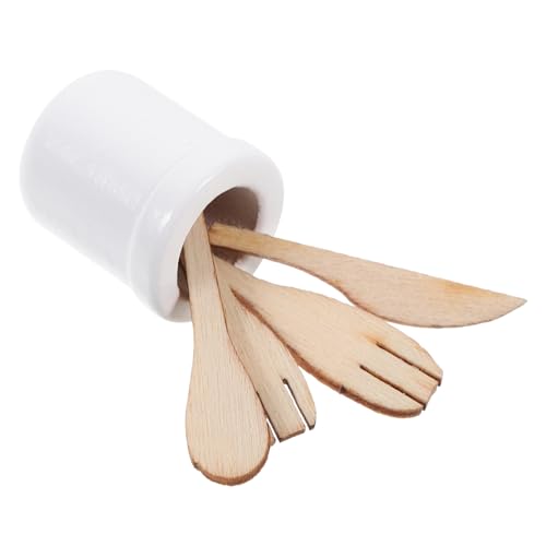 HOOTNEE 1 Set Mini Küchengeschirr Aus Holz, Miniatur Küchenzubehör, Küchengeschirr Für Kleine Häuser, Puppenhaus Dekoration, Miniatur Löffel, Miniatur Geschirr, Mini Küchenzubehör von HOOTNEE