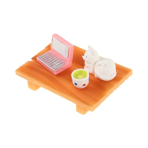 HOOTNEE 1 Set Miniatur Modell Requisiten, Kleine Katzenfiguren, Mini Möbel, Puppenhaus, Miniatur Tisch, Puppenhaus, Miniatur Laptop, Puppenhaus Möbel, Puppenhaus Miniaturen, Puppenmöbel von HOOTNEE