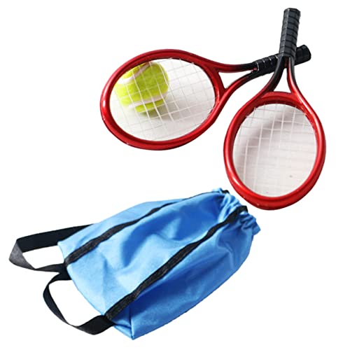 HOOTNEE 1 Set Simuliertes Tennisschläger Set, Schlägertasche, Kinderspielzeug, Minihouse Tennisschläger, Tennisschläger Requisite, Kinder Tennisschläger, Miniatur Tennis Kit, Desktop Mini von HOOTNEE