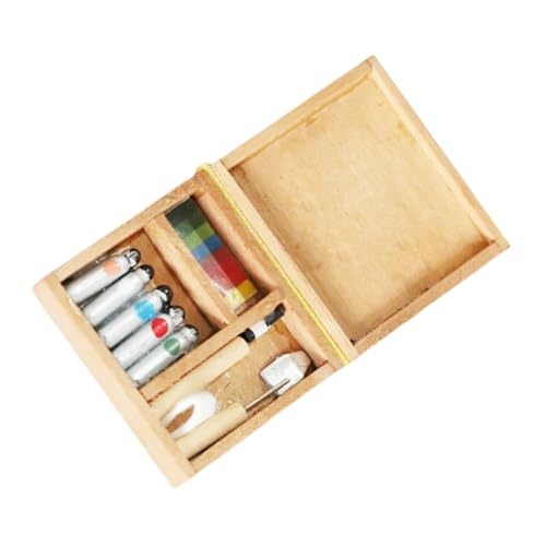 HOOTNEE 1 Stück Box Mini Farbbox Mini Holz Spielzeug DIY Modell Mini Möbel Mini Spielzeug Mini Spielzeug Esstisch Dekor Esstisch Dekor Mini Tisch Dekor Essen Spielen von HOOTNEE