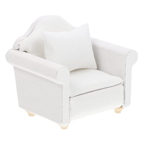 HOOTNEE 1 Stück Miniatursofa für Puppenhaus Weißes Europäisches Design mit Kissen Leicht und Stabil für Wohnzimmer Szenen Romantische Schaffen von HOOTNEE