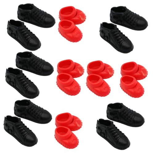 HOOTNEE 10 Paare Puppenschuhe Teilig Schwarze Rote Hochwertige Deko für Puppenhaus Realistische Details Verarbeitung für Kreative Wohnszenen HOOTNEE 10 Paare Puppenschuhe Teilig Schwarze Rote Hochwertige Deko für Puppenhaus Realistische Details Verarbeitung für Kreative Wohnszenen von HOOTNEE