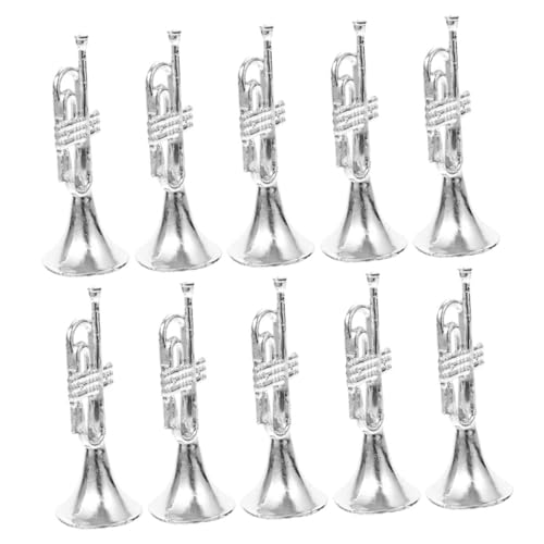 HOOTNEE 10stücke Teiliges Miniatur Trompeten Modellset Für Puppenhäuser Klassische Musikinstrumente Als Dekoration Silberfarbenes Design Für Weihnachts Und Raumgestaltung HOOTNEE 10stücke Teiliges Miniatur Trompeten Modellset Für Puppenhäuser Klassische Musikinstrumente Als Dekoration Silberfarbenes Design Für Weihnachts Und Raumgestaltung von HOOTNEE