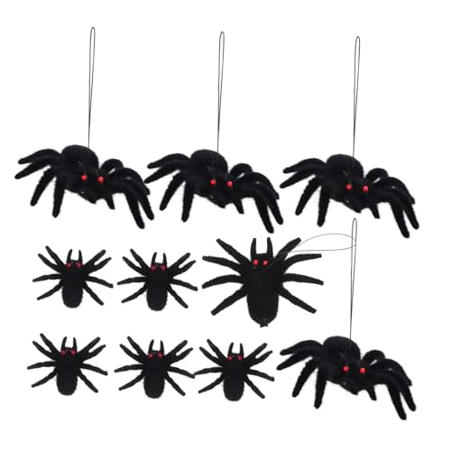 HOOTNEE 10st Simulationsspinne Halloween Beängstigend Schreckliche Spinne Gefälschte Spinnenmodelle Realistische Spinnenrequisiten Streich Spinne Ornament Beflockung Kleine Spinne von HOOTNEE