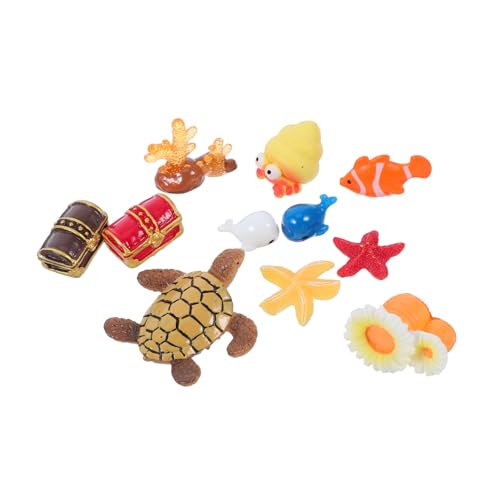 HOOTNEE 11 Stück Miniatur Stranddekoration Dekore Mini Puppenhaus Zubehör Mikro Landschaftsdekor Miniatur Strandornament Strand Puppenhaus Dekoration Strand Kuchenaufsatz Kunstharz von HOOTNEE