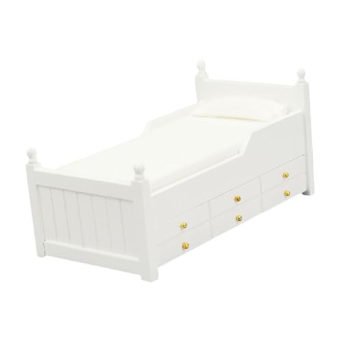 HOOTNEE Puppenhausmöbel Puppenmöbel 12 Dollhouse Öbel Für Puppenhaus Schlafzimmer Klassisches Weißes Design Perfekte Accessoires Für Miniatur Modelle von HOOTNEE