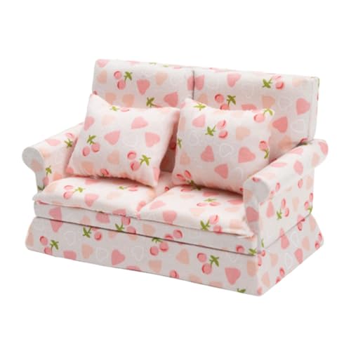 HOOTNEE Puppen Für Puppenhaus Puppenstubenmöbel 12 Maßstab Sofa Mit Kissen Für Mikrolandschaft Und Puppenhaus Dekoration Doppelsofa Im Herzdesign Aus Hochwertigem Material von HOOTNEE