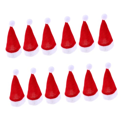 HOOTNEE 12 Stück Mini Weihnachtsmütze Plüsch Flauschig LED Schlüssel Zuckerstange Weihnachtsfeier Fröhlich Sortiert Weihnachtsdekor Miniatur Kleinkind Mützen Mini von HOOTNEE
