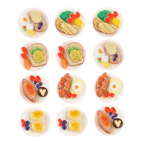 HOOTNEE 12 Stück Simulierte Lebensmittelspielzeuge, Miniatur Lebensmittel, Mini Lebensmittel, Mini Charms, Lebensmittel Fotografie Requisiten, Lebensmittel Charm, Miniatur Hauszubehör, von HOOTNEE