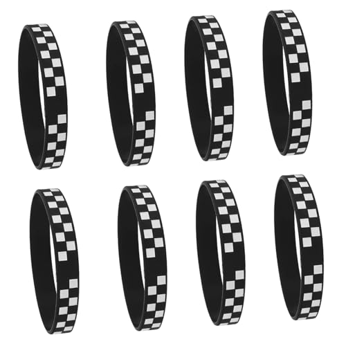 HOOTNEE 12 Stück Teiliges Kariertes Silikonarmband Sportliches Racing Wristband mit Schwarz Weißem Schachbrettmuster Hautfreundlich Langlebig für Team Events Partys und von HOOTNEE