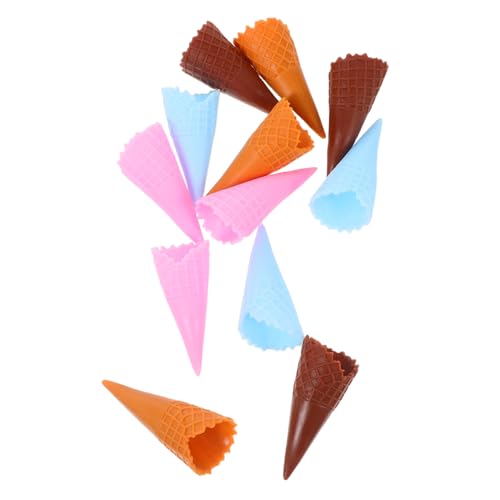 HOOTNEE 12 Stück Teiliges Künstliche Eiswaffeln Modell Realistische Eistüten für Kreatives Lernspielzeug Fantasie und Verständnis der Eistütenstruktur aus Robustem Farbenfrohe Designs von HOOTNEE