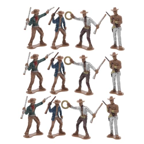 HOOTNEE 12 Stück Western Cowboy Figur Cowboy Dekoration Miniatur Wild West Figuren Feengarten Statue Mini Wild West Figuren Western Foto Requisite Bauernhof Charakter Modell Aus von HOOTNEE