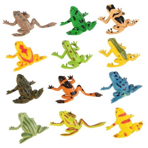 HOOTNEE 12Stücke Frosch Modell Stressabbau für Pädagogisches Reliefspielzeug aus Hochwertigem Kreative Figuren für Spaß und Sammlung von HOOTNEE