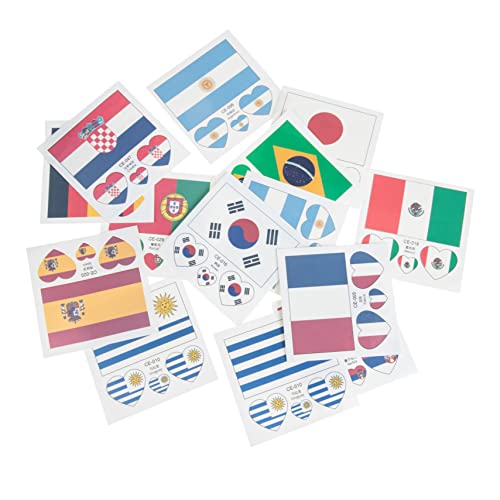 HOOTNEE 13 Sets Flaggenaufkleber Tragbare Flaggenaufkleber Zarte Flaggenaufkleber Fußballpokalaufkleber Gesichtsaufkleber Dekore Selbstklebende Flaggenaufkleber Länderflaggenaufkleber von HOOTNEE