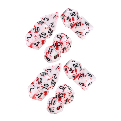 HOOTNEE 14 Teiliges Polyedrisches Würfelset Partywürfel Blutige Würfel Dekoration Würfelstapel Blutwürfel Festival Für Kleine Mini Sagen Tragbar Tisch Club Club Acryl von HOOTNEE