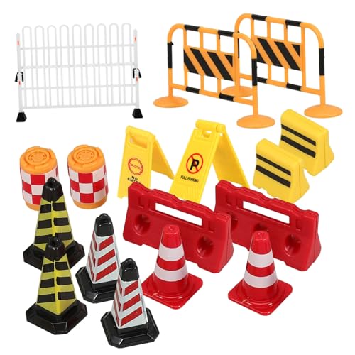 HOOTNEE 18 Teiliges Verkehrssperren Modell, Mini Verkehrssperren Spielzeug, Straßenschilder Spielset, Mini Straßensperren, Verkehrsschilder, Straßenschild Spielzeug Für Kinder, von HOOTNEE