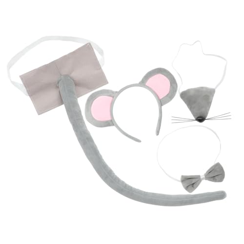 HOOTNEE 1Satz Kostüm Set Teiliges Set mit Stirnband Mäuseohren und Fliege für Karneval Halloween und Kostümpartys Tierische Verkleidung für Erwachsene von HOOTNEE