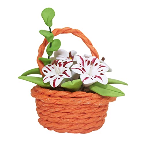 HOOTNEE 1Stk Mini-Lebensmittel- und Spielblumenkorb bastelzeug Craft Minikorb Tischdekorationen Ornament Anlage Mini-Hauslilie Desktop-Dekor Esstisch Zubehör Topfpflanze schmücken Harz von HOOTNEE