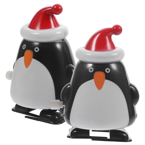 HOOTNEE 2 STK Weihnachtliches Aufziehspielzeug Mini-süßigkeitstüten Weihnachtsmann Laufspielzeug Pinguin Aufziehbares Spielzeug Weihnachtsstrumpffüller Kind Weihnachten Requisiten Plastik von HOOTNEE