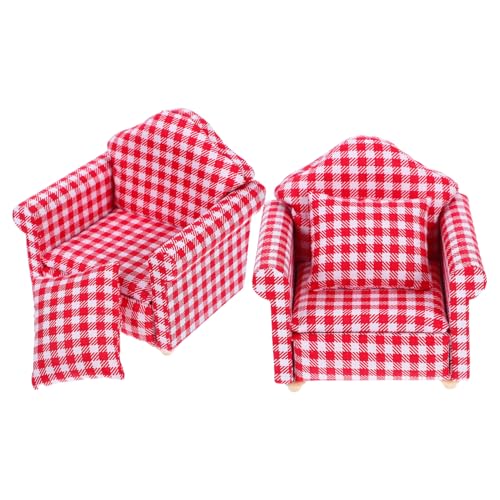 HOOTNEE 2 Sätze Dollhouse Sofa Teiliges Puppenhaus Möbel mit Kissen für Wohnzimmer Dekoration Sicheres und Langlebiges Design für Kreative Spielmöglichkeiten von HOOTNEE