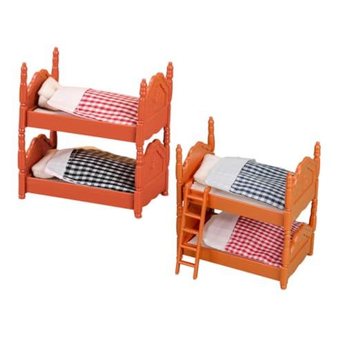 2 Sätze Mini Etagen Bett Babypuppenbett Mini-puppenhausmöbel Puppenhaus-hochbett Miniaturbett Puppenhaus-möbelset Miniatur-etagenbett Etagenbetten Haushalt Dekorationen Stoff Kind von HOOTNEE