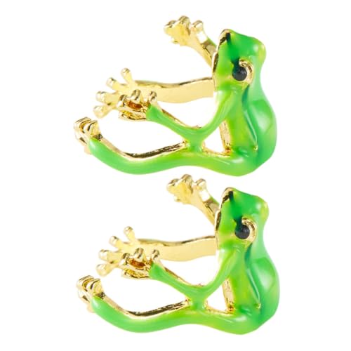 HOOTNEE 2stücke Teiliges Süßes Frosch-tier-ring-set Für Frauen Verstellbare Offene Ringe Für Finger-decoration Spaß-schmuck Für Freundin- Frosch-zubehör Für von HOOTNEE