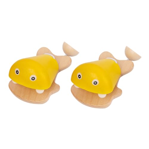 HOOTNEE 2 Stück Holz Musikinstrumente für Teiliges Bunte Fisch Kastagnetten Pädagogisches Percussion Motorik Rhythmus und Lernen im Vorschulalter von HOOTNEE