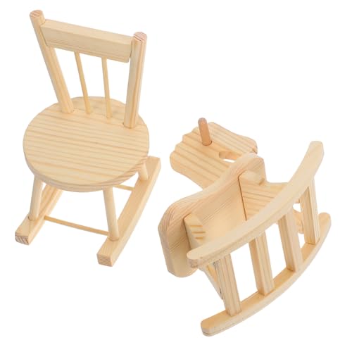 HOOTNEE 2 Stück Kinder Miniaturstuhl Für Kinder, Puppenhausmöbel Aus Holz, Puppenhaus Schaukelstuhl, Miniatur Schaukelstuhl HOOTNEE 2 Stück Kinder Miniaturstuhl Für Kinder, Puppenhausmöbel Aus Holz, Puppenhaus Schaukelstuhl, Miniatur Schaukelstuhl von HOOTNEE