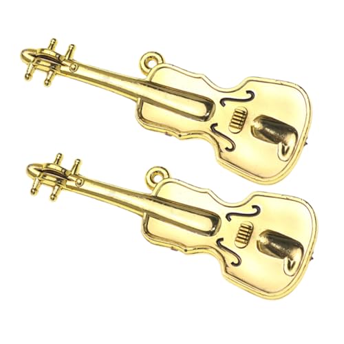 HOOTNEE 2 Stück Mini Geige, Kleine Geige, Die Musik Spielt, Miniatur Trommel, Winzige Ornamente Für Mini Baum, Musikinstrumente, Ornamente, Gitarren Charm, Miniatur Puppenhaus Zubehör, von HOOTNEE