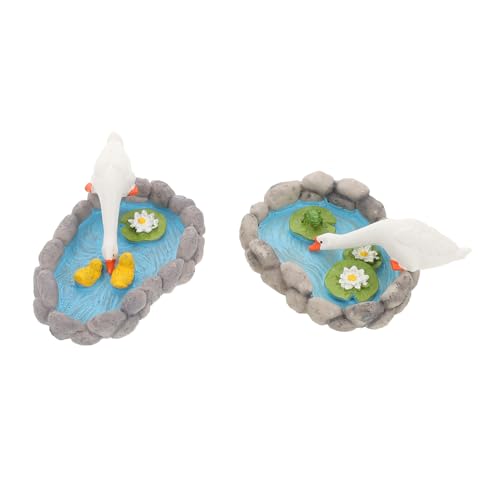 HOOTNEE 2 Stück Mini -Pool -Ornamente Froschfiguren Kleine Figuren Fischteichdekoration Feengartendekoration Mini-gartenfiguren Tierfiguren Feengartentier Frosch-Statue-Figur Harz von HOOTNEE