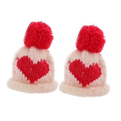 HOOTNEE 2 Stück Mini Strickmützen Handgestrickte Mini Hüte für Puppen und Weinflaschen Kleine Beanie Ornamente Vielseitig Einsetzbar für DIY Bastelprojekte Party und Weihnachtsdekoration von HOOTNEE