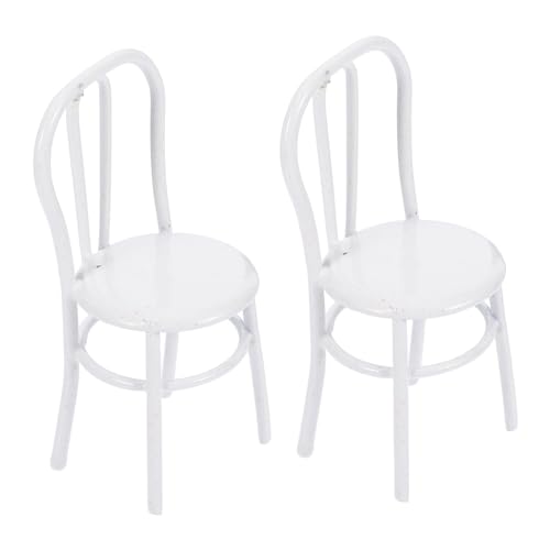 HOOTNEE 2 Stück Miniaturstuhl Adorable House Decor für Puppenhäuser Delicate Miniature Furniture aus Langlebigem Metall für DIY Projekte und Wohnzimmer Deko von HOOTNEE