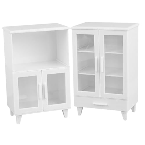HOOTNEE 2 Stück Puppenhausschrank, Modell, Puppenhaustisch, Viktorianische Puppenhausmöbel, Miniaturkamin, Puppenhaus Bücherregal, Puppenhaus, Puppenhaus Bücherschrank, Puppenhaus von HOOTNEE