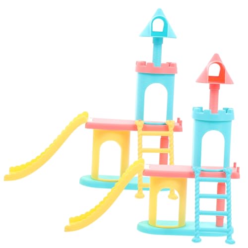 HOOTNEE 2stücke Mini Haus Rutsche Spielzeug Zubehör Für Freizeitpark Modelle Lebendige Miniatur Dekorationen Für Kinderzimmer Sicher Und Kinderfreundlich von HOOTNEE