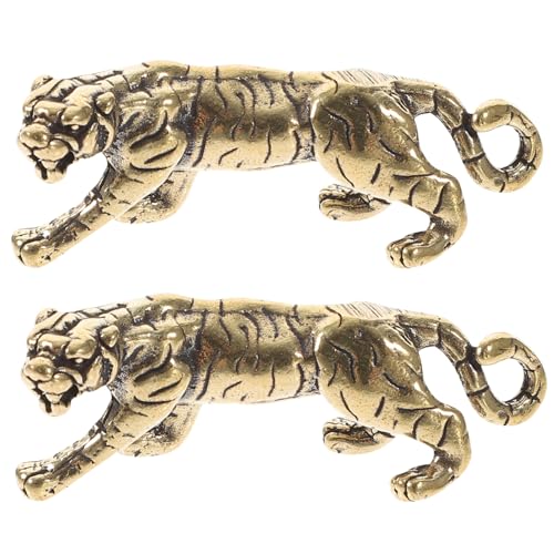 HOOTNEE 2 Stück Schlüsselanhänger Anhänger Messing Tiger Autozubehör Retro Tiger Figur Messing Ornamente Tiger Modellierung Statue Desktop Dekorativ Tiger Auto Exquisites von HOOTNEE