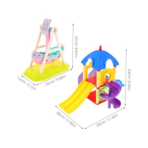 HOOTNEE 2 Stück Teiliges Miniatur Spielplatzmodell mit Piratenschiff und Rutsche Detailreiches Puppenhaus Zubehör für Kreatives Rollenspiel von Kindern Vielseitiges Spielplatz für von HOOTNEE