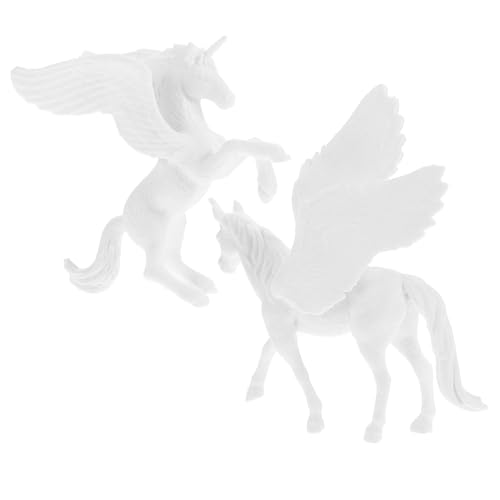 HOOTNEE 2 Stück Tiermodelle Zum Ausmalen, DIY Einhorn Bastel Minifiguren, Spielzeug, Kleine Einhornfiguren Zum Selbermachen, Einhorn Zum Basteln, DIY Einhorn Malerei, Kleine DIY von HOOTNEE