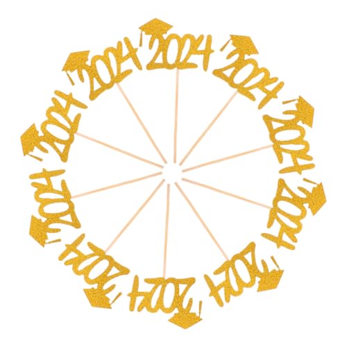 HOOTNEE 20 Stück Abschlussfeier Cupcake Toppers Goldene Abschlussmütze Dekoration für Geburtstagsfeiern Kuchen und Desserts Praktische und Kreative Party Zubehörteile von HOOTNEE