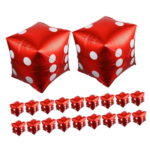 HOOTNEE 20 Stück Partydekorationsballons Spielballon Würfelballon Gaming-ballons Brettspiel-partydekorationen Würfelballons Spieleabend-ballons Aufblasbares Aluminiumfolie Rot von HOOTNEE