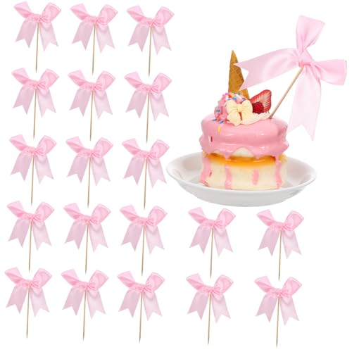 HOOTNEE 20 Stück Schleifen Kuchen Dekorationen Niedliche Bowknot Tortenaufleger für Desserts Party Deko für Geburtstagsfeiern und Hochzeiten Elegante Süßigkeiten Picks von HOOTNEE