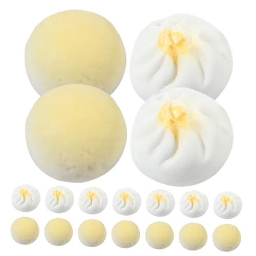 HOOTNEE 24 Stück Simulierte Brötchen, Mini Dampfbrötchen, Dampfbrötchen Dekoration, Mini Puppenlebensmittelmodelle, Lebensechte Kleine Dessert Requisiten, Puppenhaus Dampflebensmittel, von HOOTNEE