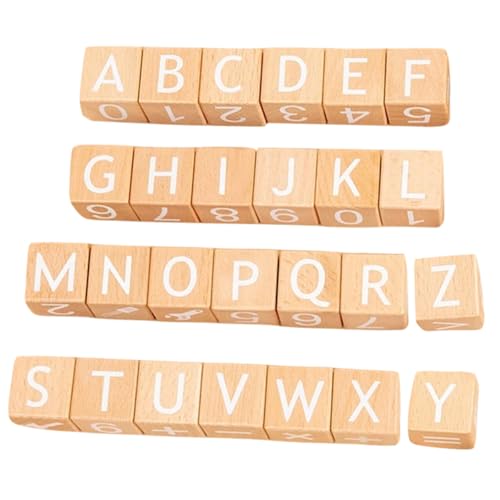 HOOTNEE 26 Stück Teiliges Holz Buchstaben und Zahlen für Kleinkinder Großes Lernspielzeug aus Nachhaltigem Holz Pädagogisches Alphabet zur Frühkindlichen Leicht und Tragbar von HOOTNEE