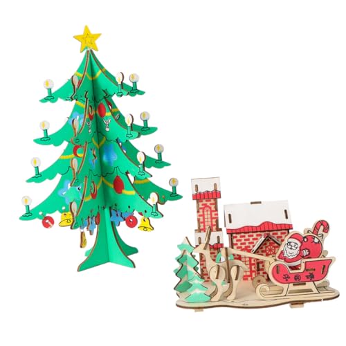 HOOTNEE 2st 3D-Stereo-Weihnachtsbaum-Modell-Puzzle Spielzeug Puzzles Aus Holz Holzpuzzle Für Jungen Dreidimensional Hölzern Kleines Geschenk Kind von HOOTNEE