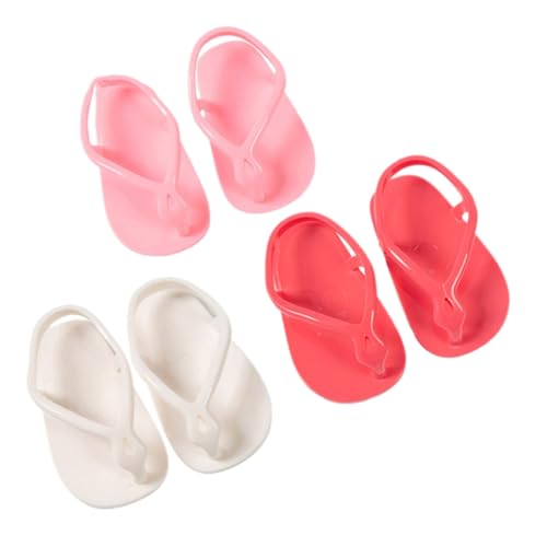 HOOTNEE 3 Paare Puppen Sandalen für Mädchen Handgefertigte Sommer Faux Sandalen in Rosa und Weiß Weiche Bequeme Puppenschuhe als Zubehör für Verschiedene Puppen und Spielszenen von HOOTNEE