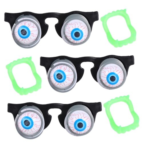 HOOTNEE 3 Stk Zähne Halloween-kostümzubehör Zahnersatz Halloween-streichversorgung Halloween-kostüm-brille Halloween-spielzeug Cosplay-zubehör Goo Goo Brille Bilden Kind Plastik Kleidung von HOOTNEE